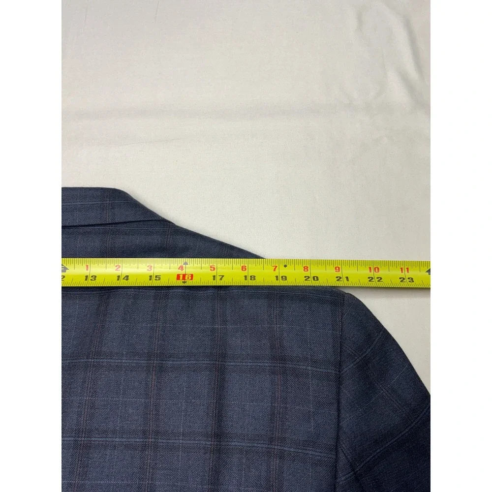 Jos A Bank Signature Collection‎ Gray Plaid 100% Wool Blazer Sport Coat Mens 46R